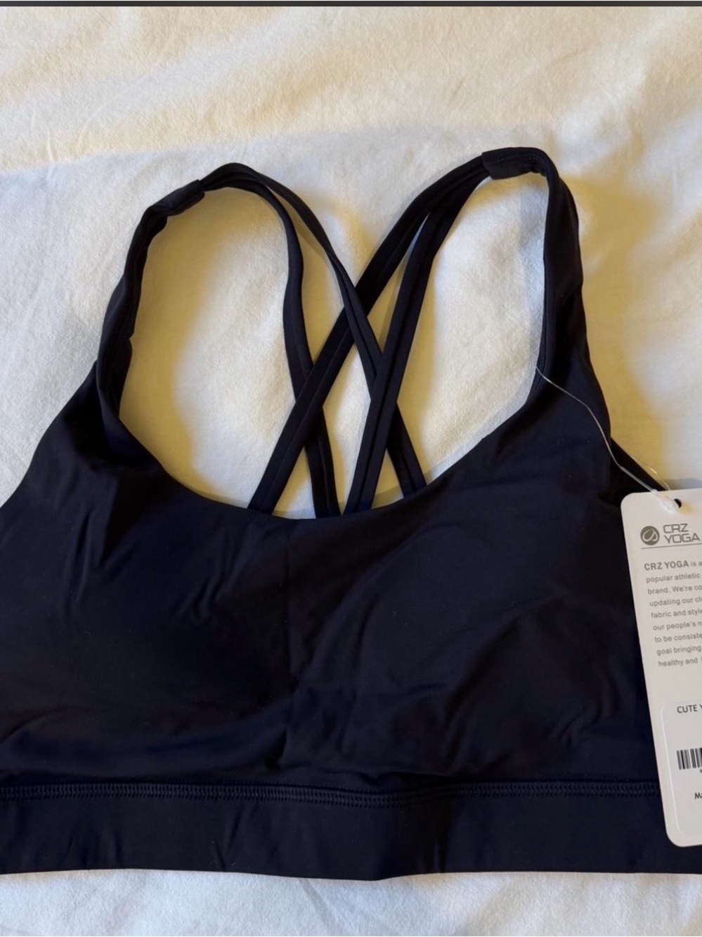 CRZ YOGA Navy Cross-Back Strappy Sports Bra NWT